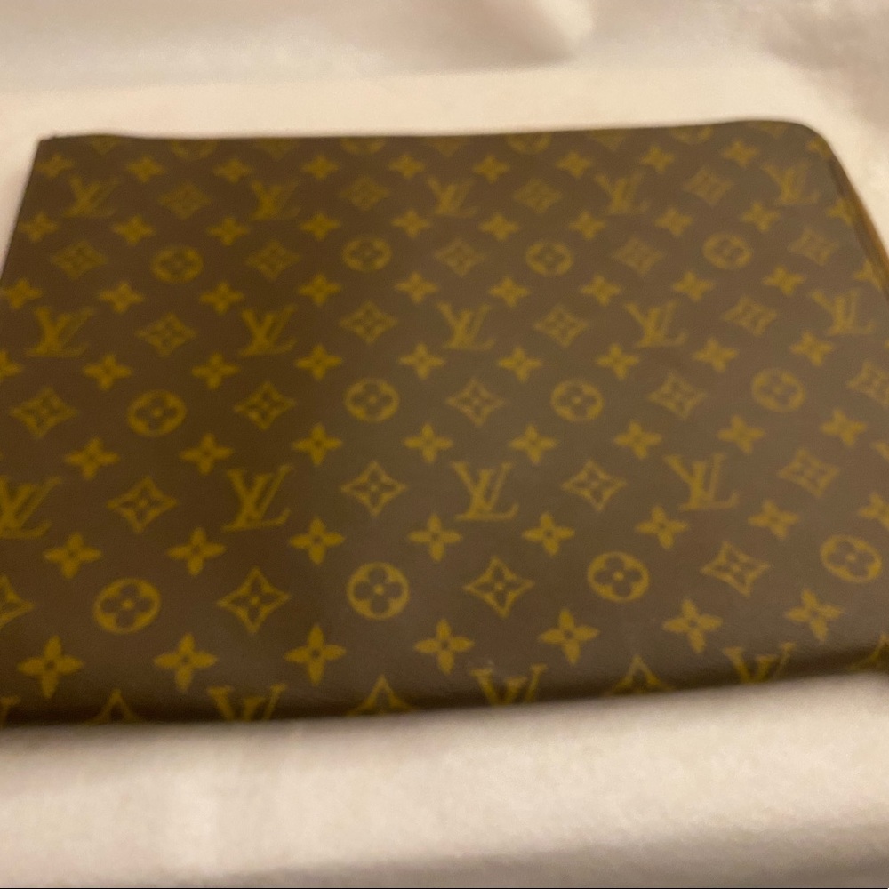 Louis Vuitton Monogram Canvas Brown Leather Laptop Bag